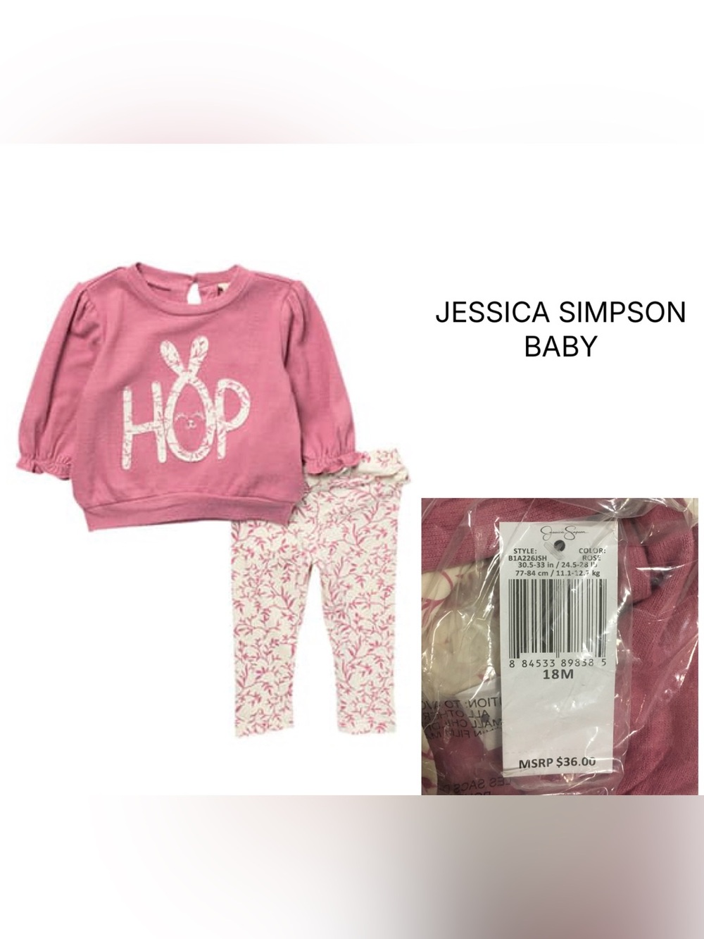 JESSICA SIMPSON BABY - 18M - NWT - 2PC BUNNY OUTFIT